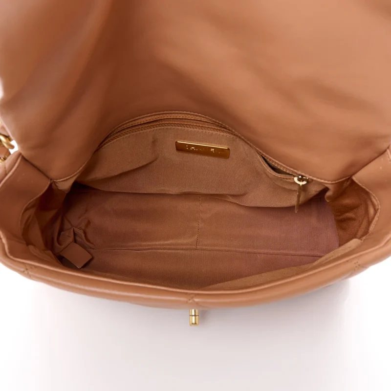 GRADE CHANEL 19 BROWN LAMBSKIN HANDBAG - Image 7