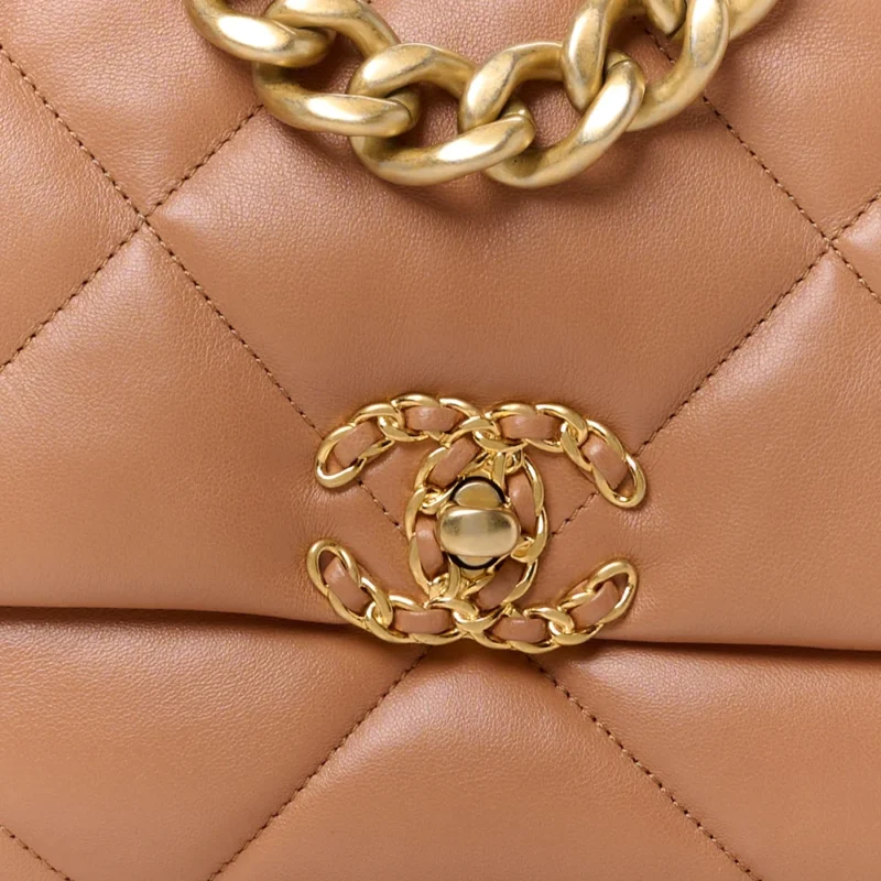 GRADE CHANEL 19 BROWN LAMBSKIN HANDBAG - Image 8