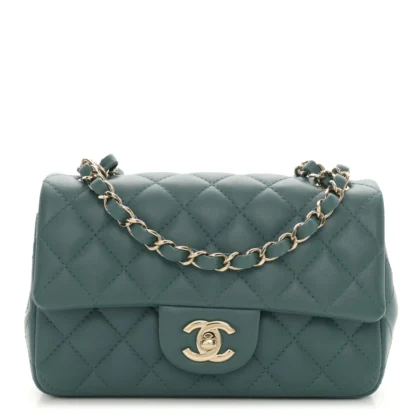 DESIGNER HANDBAGS | GREEN QUILTED MINI FLAP