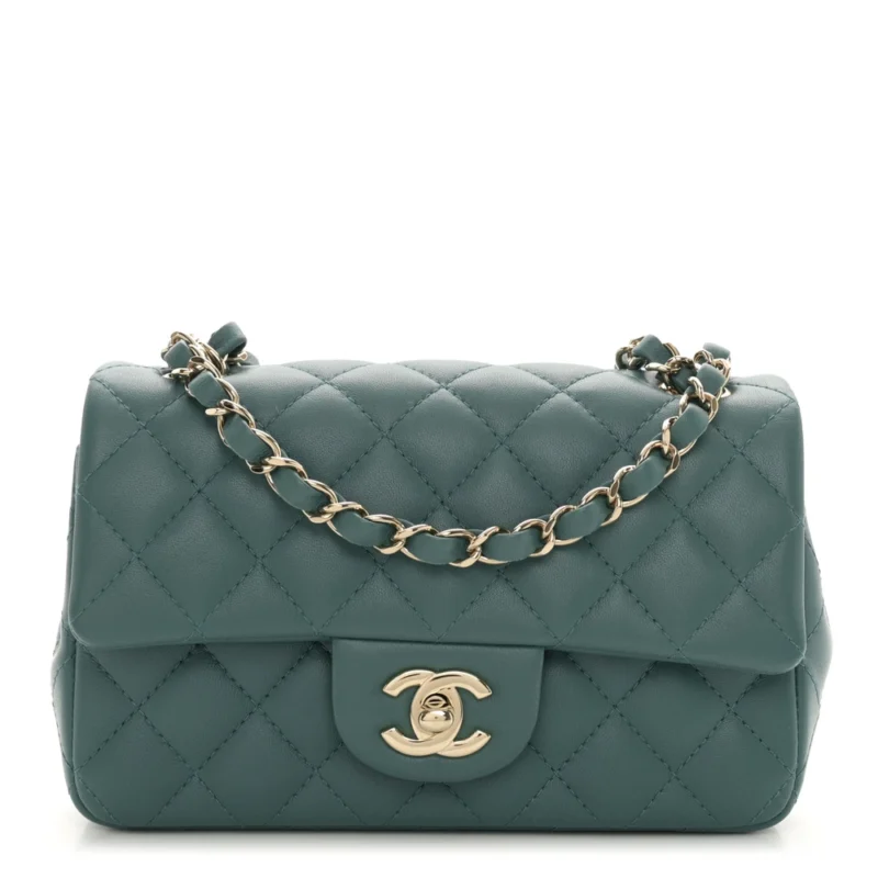 DESIGNER HANDBAGS | GREEN QUILTED MINI FLAP