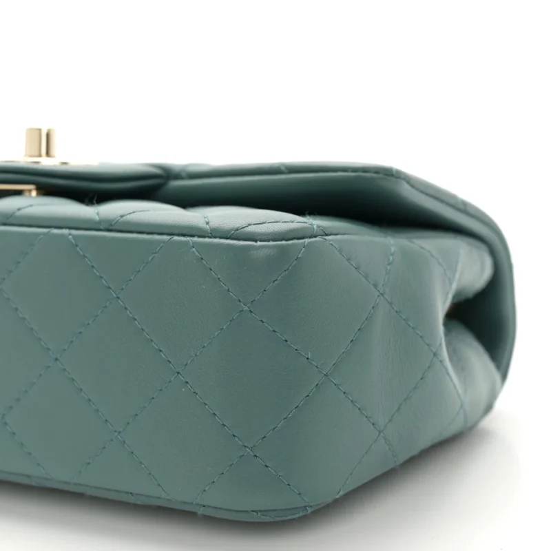 DESIGNER HANDBAGS | GREEN QUILTED MINI FLAP - Image 5