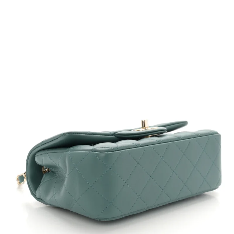 DESIGNER HANDBAGS | GREEN QUILTED MINI FLAP - Image 6