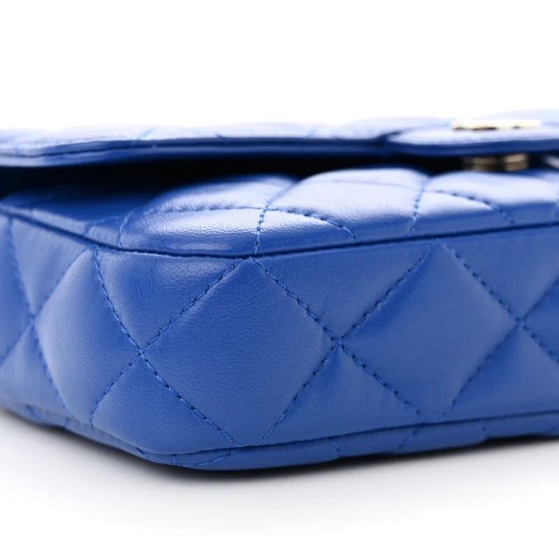 DESIGNER PHONE HOLDER ?C BLUE QUILTED LAMBSKIN - Image 4