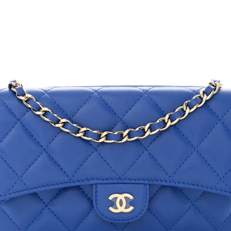 DESIGNER PHONE HOLDER ?C BLUE QUILTED LAMBSKIN - Image 9