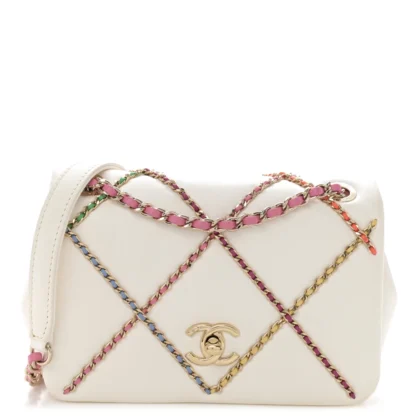 LUXURY ENTWINED CHAIN FLAP BAG | WHITE MULTICOLOR