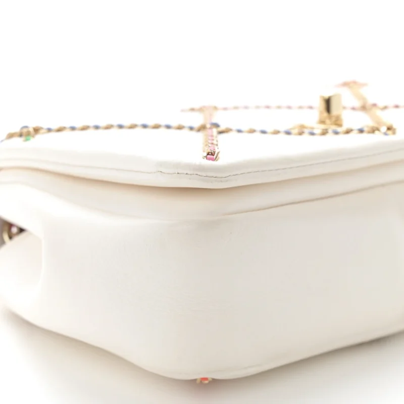 LUXURY ENTWINED CHAIN FLAP BAG | WHITE MULTICOLOR - Image 4