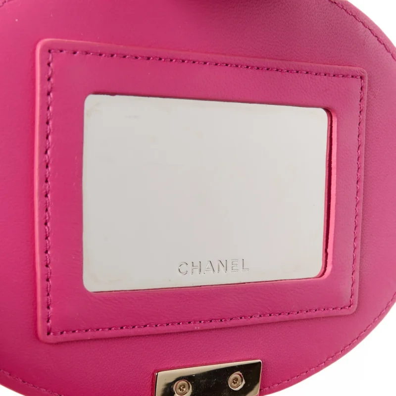 CHANEL ELEGANT CHAIN VANITY CASE SMALL DARK PINK QUILTED LAMBSKIN LEATHER & RESIN AGED GOLD HARDWARE - Image 2