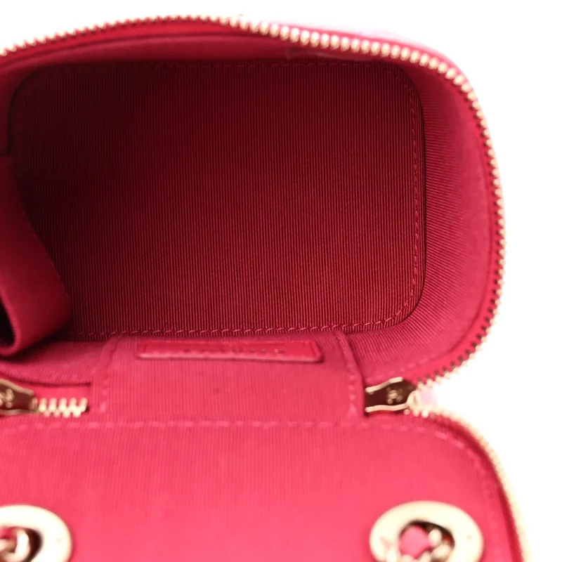 CHANEL TRENDY MINI VANITY CASE WITH CHAIN DARK PINK QUILTED LAMBSKIN LEATHER GOLD HARDWARE - Image 7