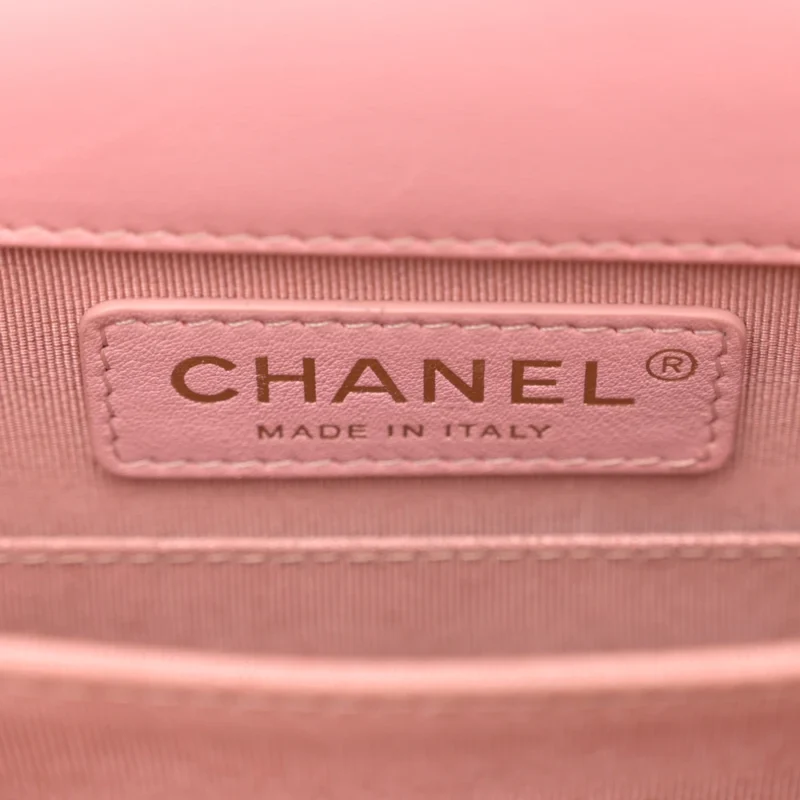 CHANEL NORTH-SOUTH BOY FLAP MEDIUM PINK TWEED & QUILTED CALFSKIN LEATHER LIGHT GOLD HARDWARE - Image 2