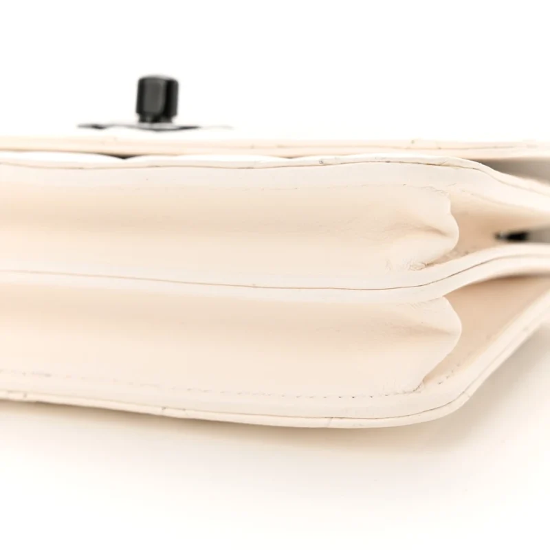 CHANEL TRENDY CC WALLET ON CHAIN (WOC) MINI WHITE QUILTED LAMBSKIN LEATHER BLACK HARDWARE - Image 5