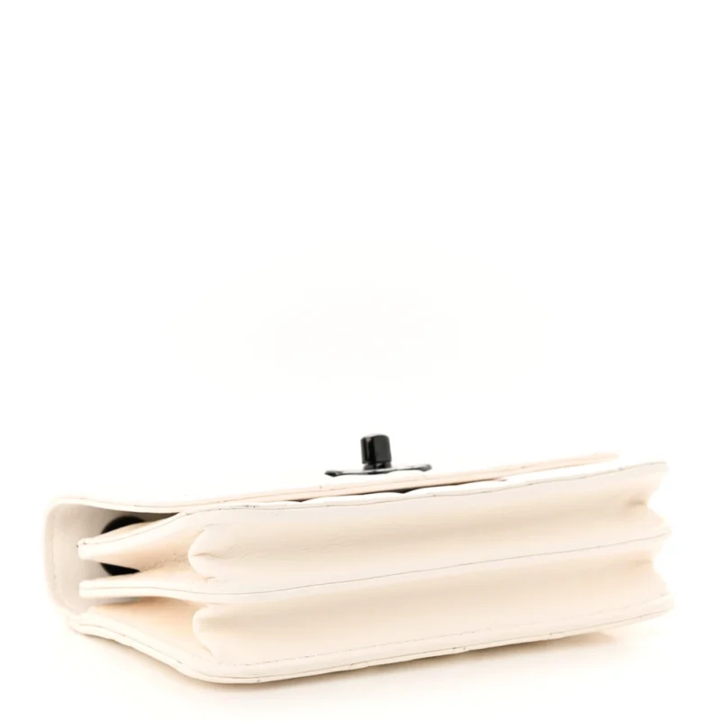 CHANEL TRENDY CC WALLET ON CHAIN (WOC) MINI WHITE QUILTED LAMBSKIN LEATHER BLACK HARDWARE - Image 6