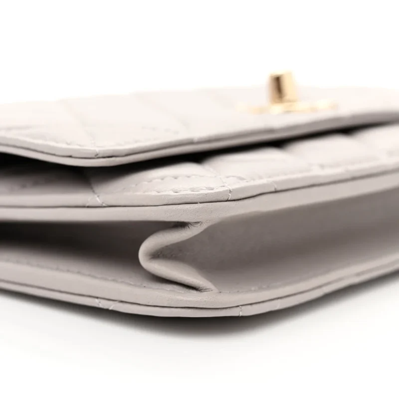 TRENDY CHANEL WALLET ON CHAIN - GREY LAMBSKIN - Image 4