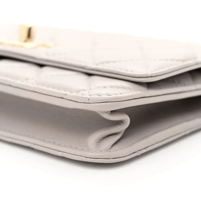 TRENDY CHANEL WALLET ON CHAIN - GREY LAMBSKIN - Image 5