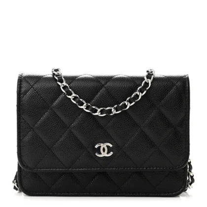 CHANEL WOC MINI BLACK QUILTED CAVIAR LEATHER