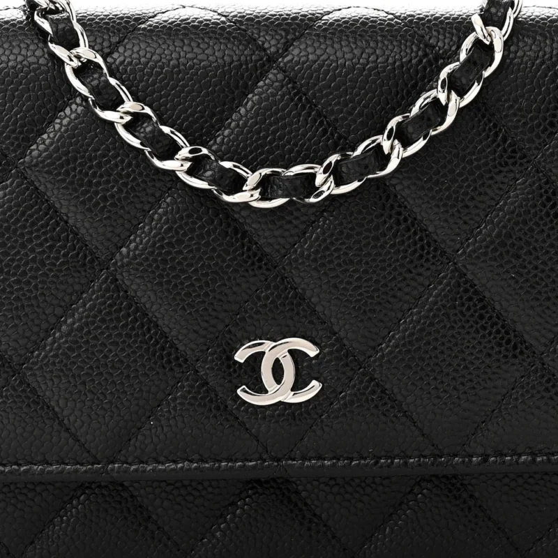 CHANEL WOC MINI BLACK QUILTED CAVIAR LEATHER - Image 8