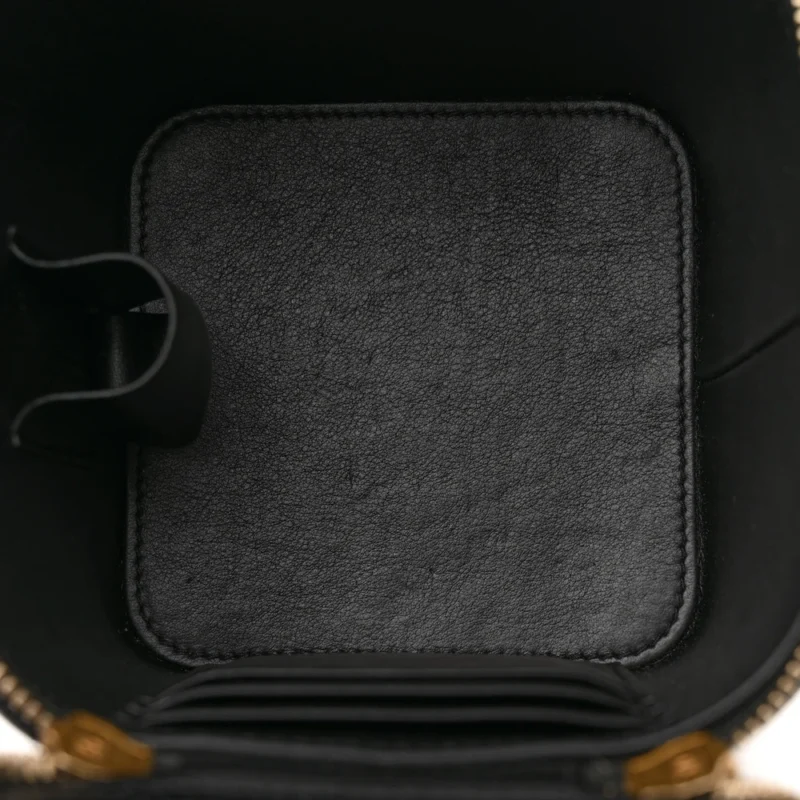 CHANEL VERTICAL VANITY CASE WITH CHAIN SMALL BLACK QUILTED CAVIAR LEATHER GOLD HARDWARE - Image 7