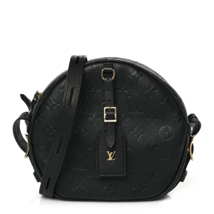LOUIS VUITTON BOITE CHAPEAU SOUPLE MM BLACK EMPREINTE LEATHER BRASS HARDWARE