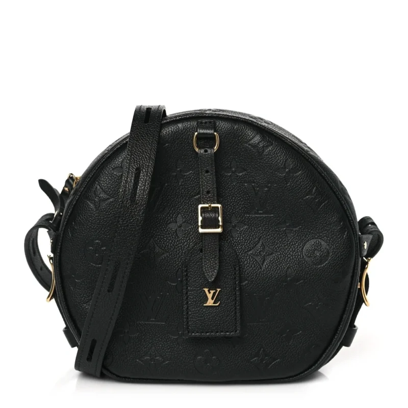 LOUIS VUITTON BOITE CHAPEAU SOUPLE MM BLACK EMPREINTE LEATHER BRASS HARDWARE