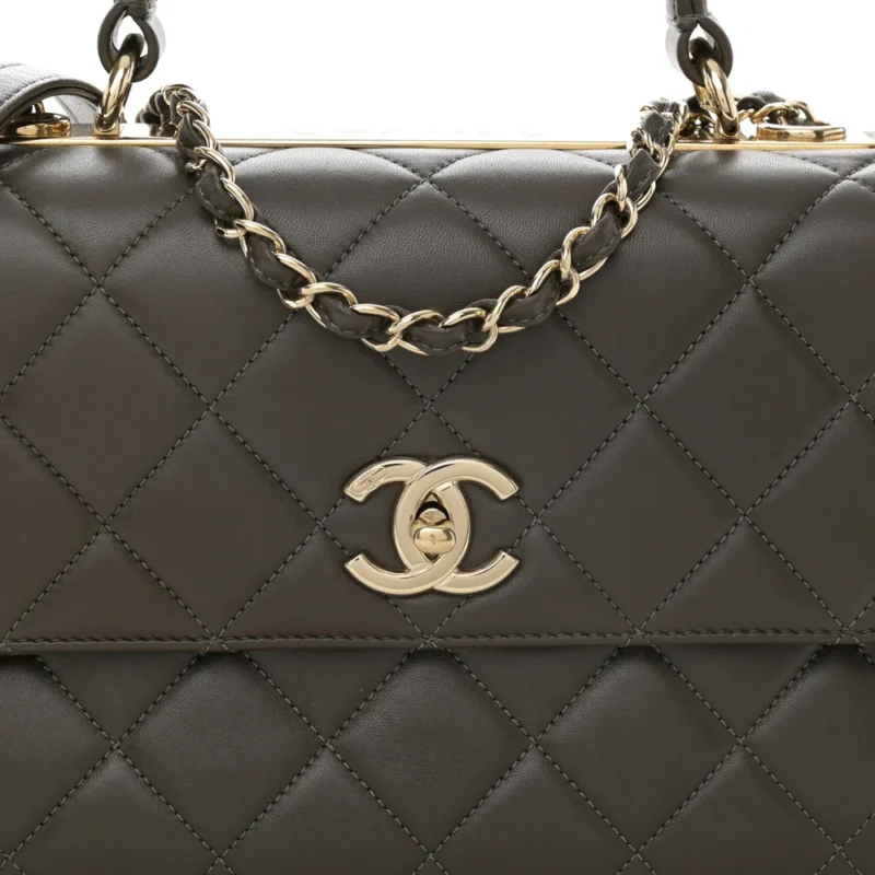 CHANEL TRENDY CC FLAP MEDIUM IN DARK KHAKI LAMBSKIN - Image 9