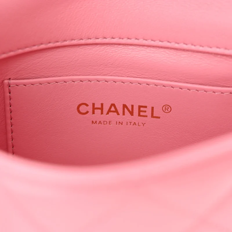 CHANEL WENGE WOOD SQUARE MINI PINK QUILTED LAMBSKIN LEATHER AGED GOLD HARDWARE - Image 2