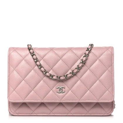 GRADE CHANEL WALLET ON CHAIN - LIGHT PINK CAVIAR