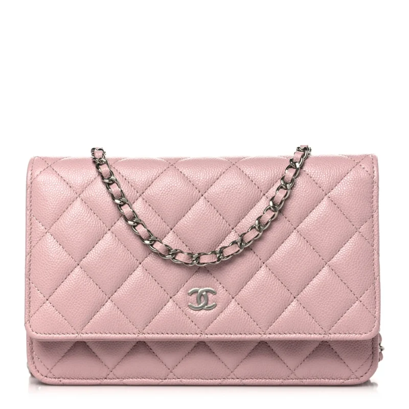 GRADE CHANEL WALLET ON CHAIN - LIGHT PINK CAVIAR