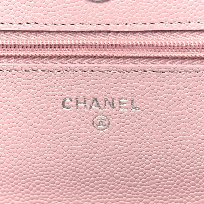 GRADE CHANEL WALLET ON CHAIN - LIGHT PINK CAVIAR - Image 2