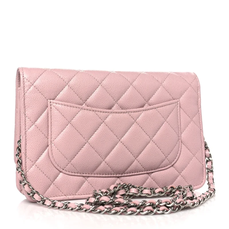 GRADE CHANEL WALLET ON CHAIN - LIGHT PINK CAVIAR - Image 3