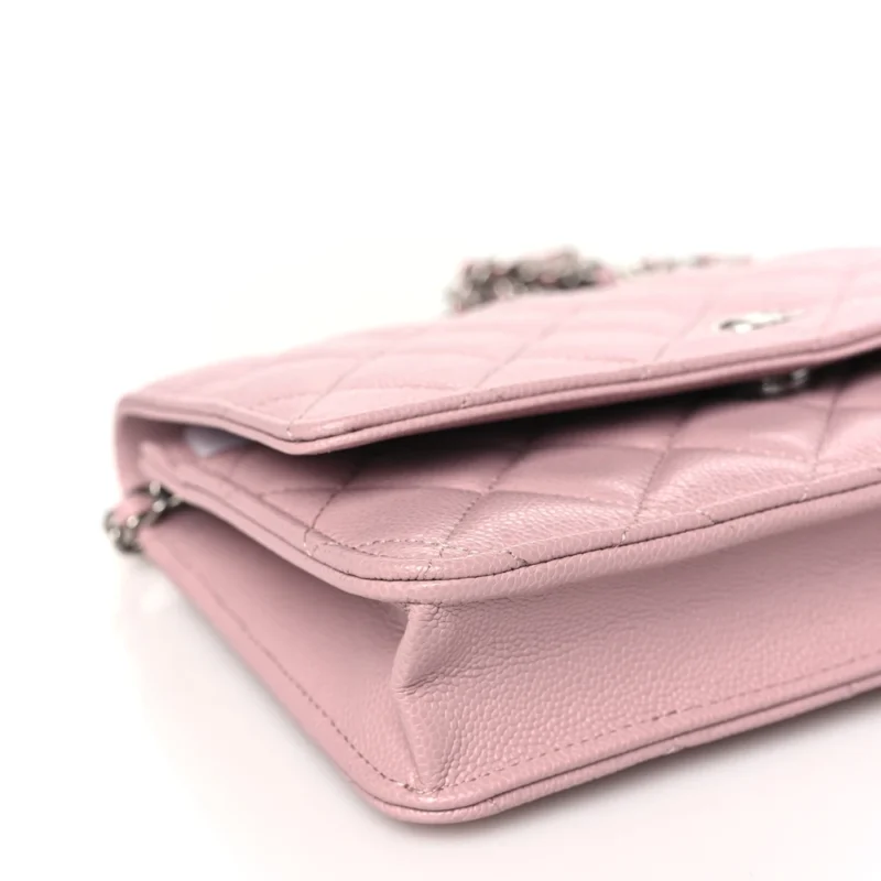 GRADE CHANEL WALLET ON CHAIN - LIGHT PINK CAVIAR - Image 4