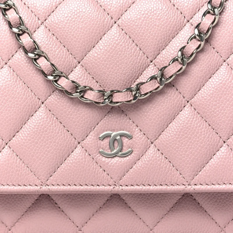 GRADE CHANEL WALLET ON CHAIN - LIGHT PINK CAVIAR - Image 8
