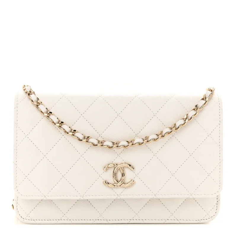 CHANEL WALLET ON CHAIN ?C SMALL WHITE QUILTED CAVIAR