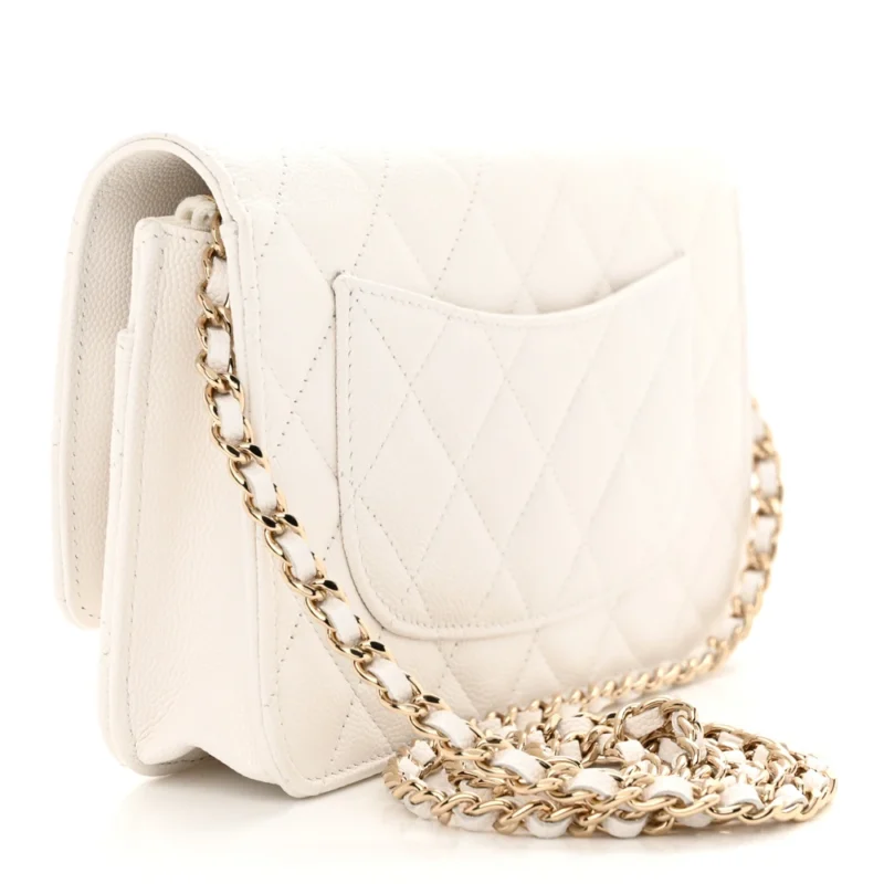 CHANEL WALLET ON CHAIN ?C SMALL WHITE QUILTED CAVIAR - Image 3