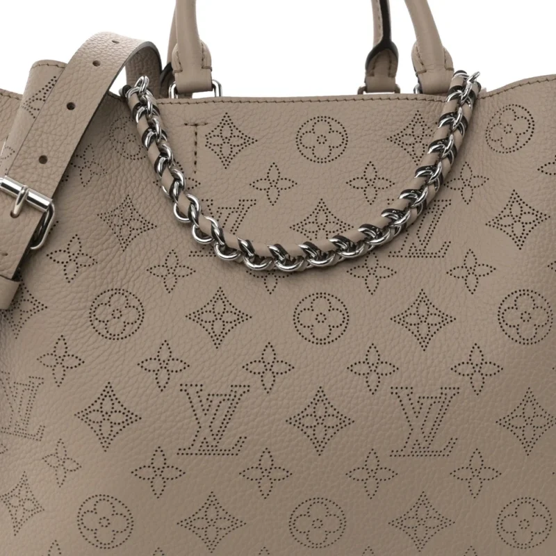 LOUIS VUITTON BELLA TOTE MM GALET MAHINA LEATHER SILVER HARDWARE - Image 8