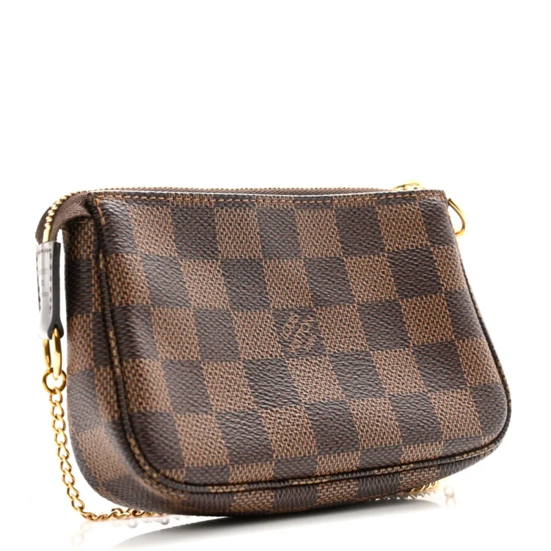 LOUIS VUITTON MINI POCHETTE ACCESSOIRES DAMIER EBENE CANVAS GOLD HARDWARE - Image 3