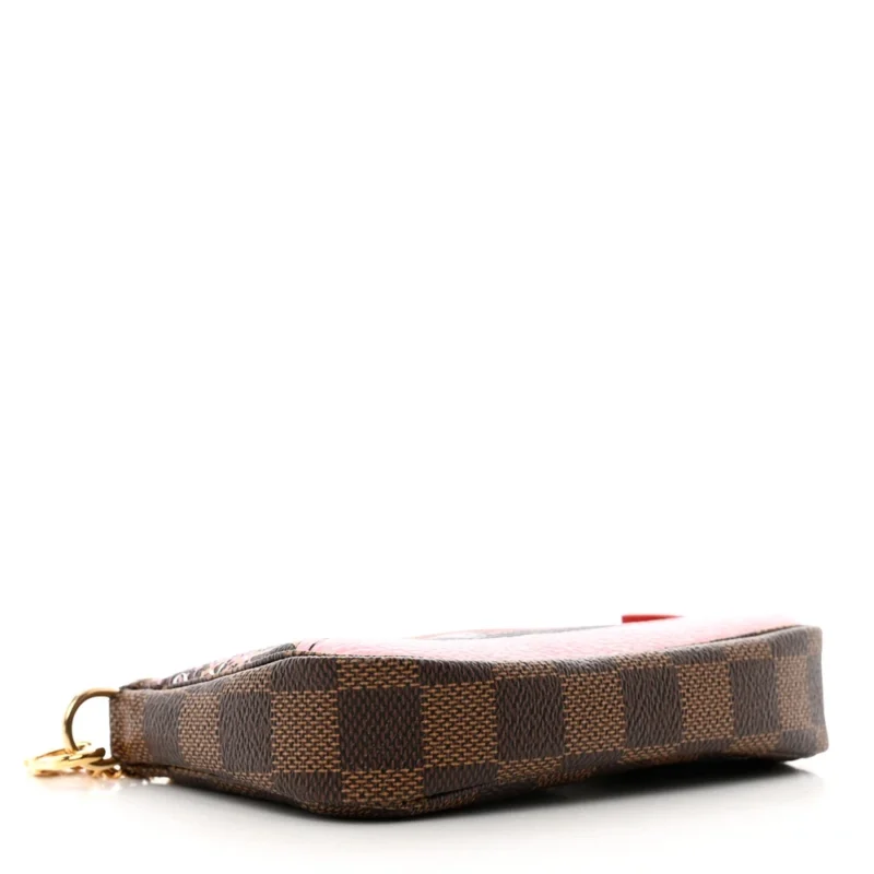 LOUIS VUITTON MINI POCHETTE ACCESSORIES 2019 CHRISTMAS ANIMATION DAMIER EBENE CANVAS GOLD HARDWARE - Image 4