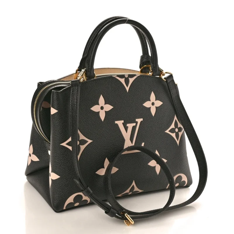 LOUIS VUITTON PETIT PALAIS MM BLACK/BEIGE GIANT MONOGRAM EMPREINTE LEATHER GOLD HARDWARE - Image 3