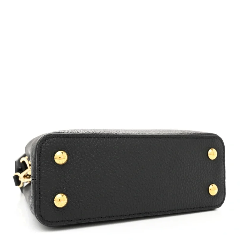 LOUIS VUITTON EMBELLISHED FLOWER CROWN CAPUCINES BB BLACK TAURILLON LEATHER GOLD HARDWARE - Image 6