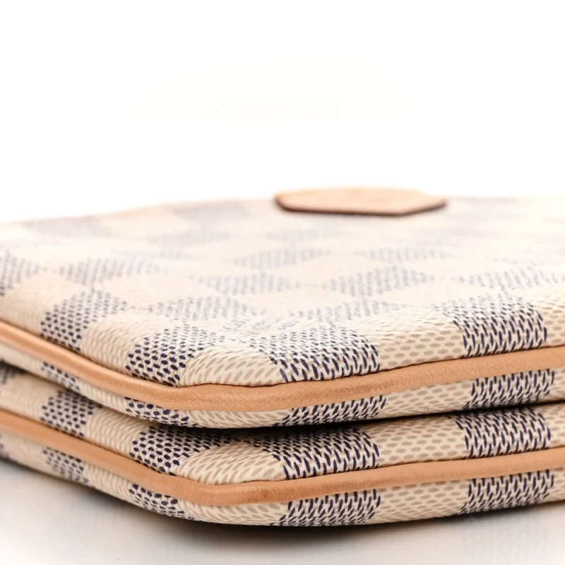 LOUIS VUITTON DOUBLE ZIP POCHETTE PM DAMIER AZUR CANVAS GOLD HARDWARE - Image 4