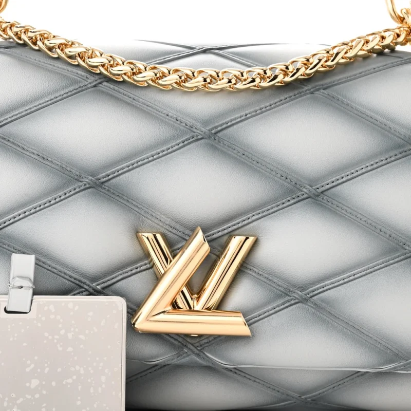 LOUIS VUITTON MALLETAGE TOP HANDLE GO-14 MM ECUME GREY LAMBSKIN LEATHER GOLD HARDWARE - Image 8