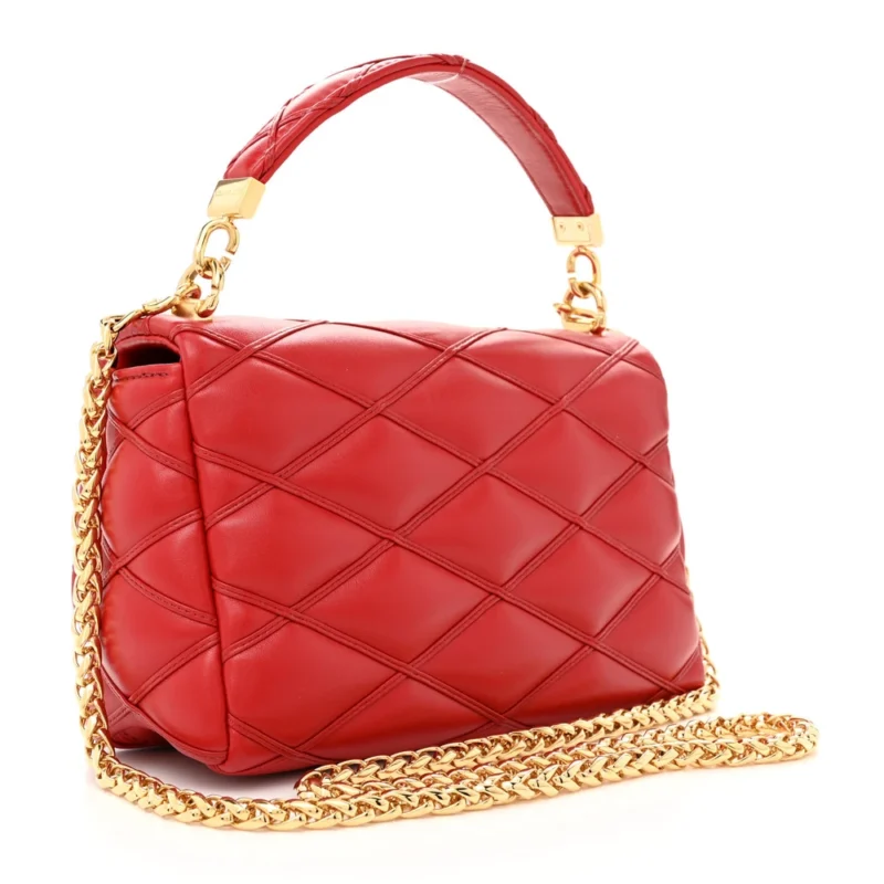 LOUIS VUITTON MALLETAGE TOP HANDLE GO-14 MM ROUGE LAMBSKIN LEATHER GOLD HARDWARE - Image 3