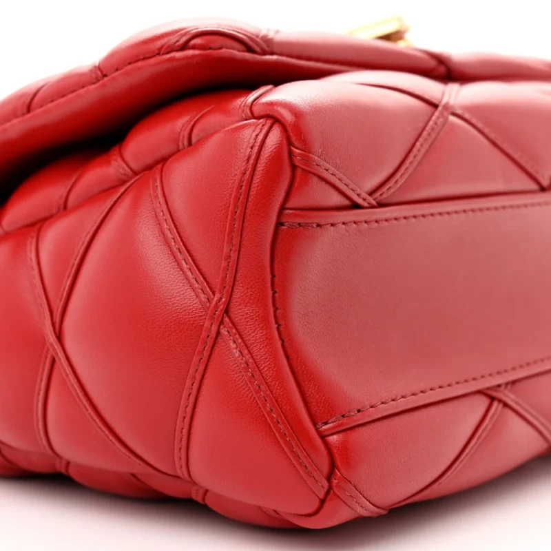 LOUIS VUITTON MALLETAGE TOP HANDLE GO-14 MM ROUGE LAMBSKIN LEATHER GOLD HARDWARE - Image 4
