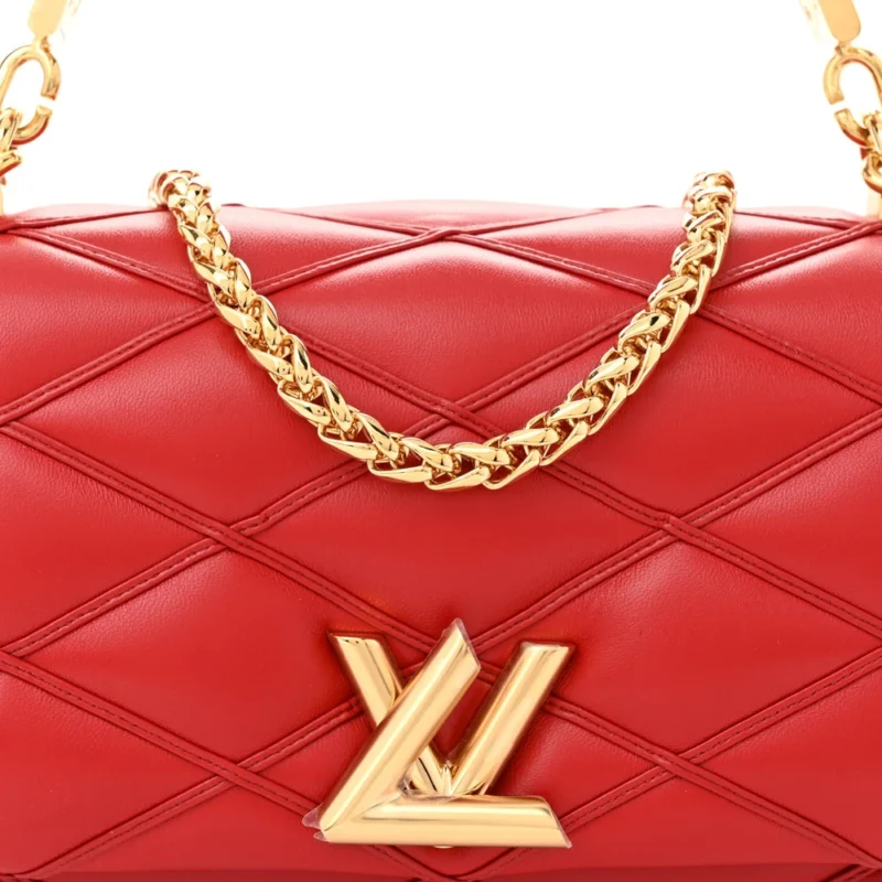LOUIS VUITTON MALLETAGE TOP HANDLE GO-14 MM ROUGE LAMBSKIN LEATHER GOLD HARDWARE - Image 8