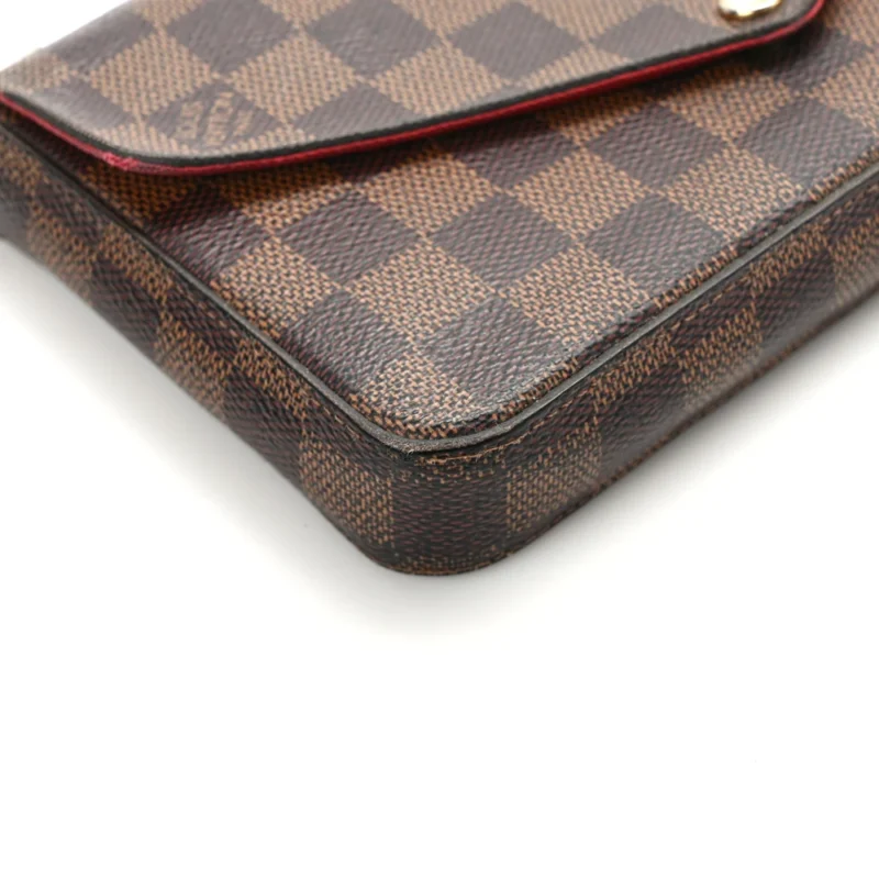 LOUIS VUITTON POCHETTE FELICIE CHAIN WALLET PM DAMIER EBENE CANVAS GOLD HARDWARE - Image 4