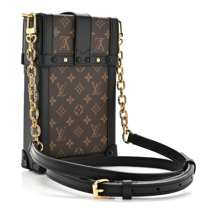 LOUIS VUITTON POCHETTE TRUNK VERTICALE BLACK MONOGRAM CANVAS BRASS HARDWARE - Image 3