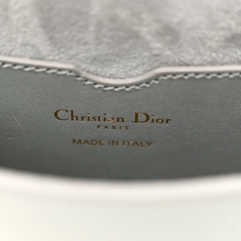 DIOR MEDIUM BOBBY FLAP BAG GREY BOX CALFSKIN LEATHER BRASS HARDWARE - Image 2