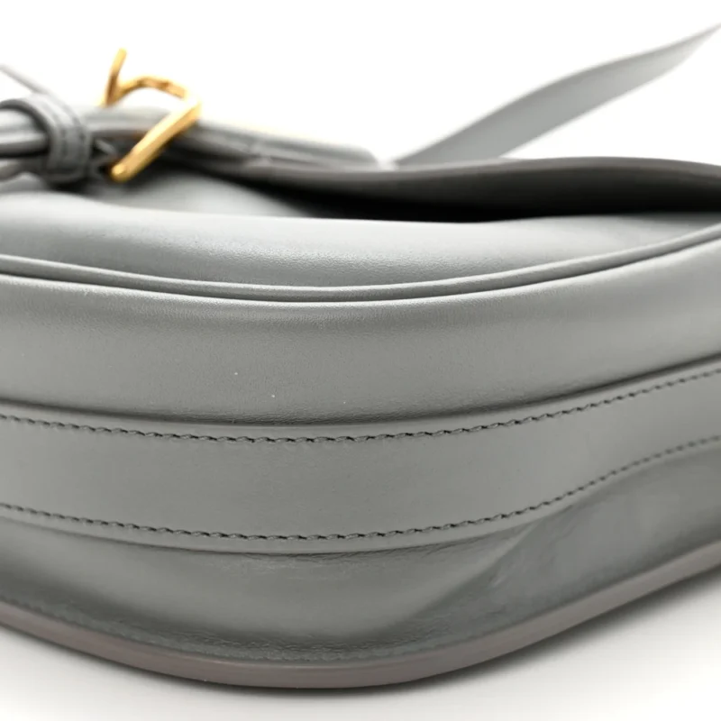 DIOR MEDIUM BOBBY FLAP BAG GREY BOX CALFSKIN LEATHER BRASS HARDWARE - Image 4