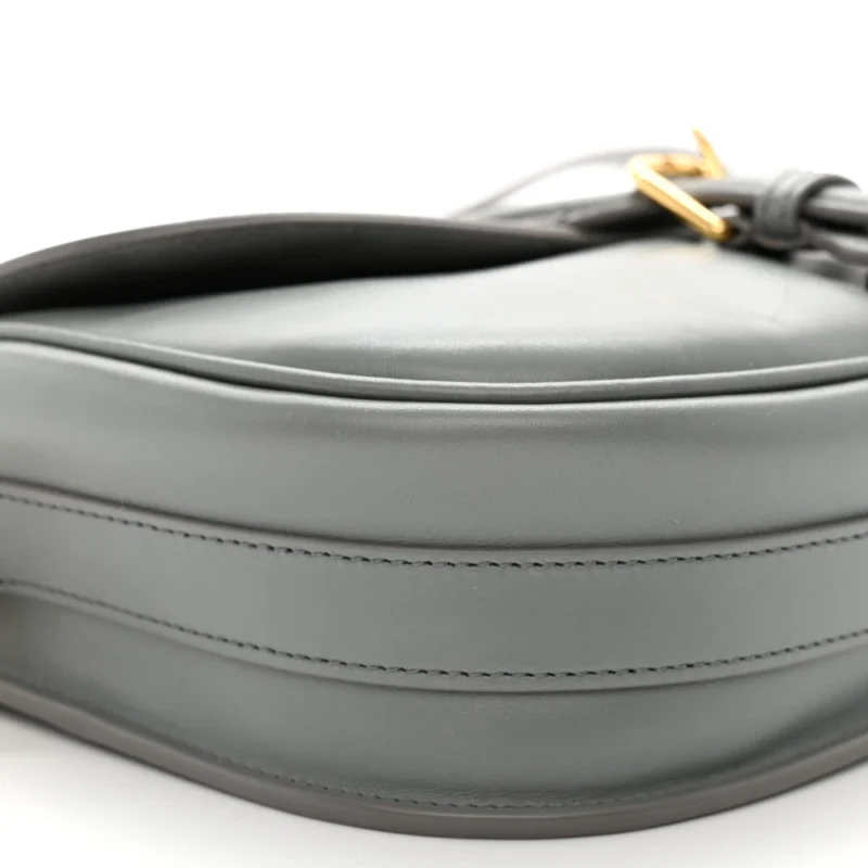 DIOR MEDIUM BOBBY FLAP BAG GREY BOX CALFSKIN LEATHER BRASS HARDWARE - Image 5