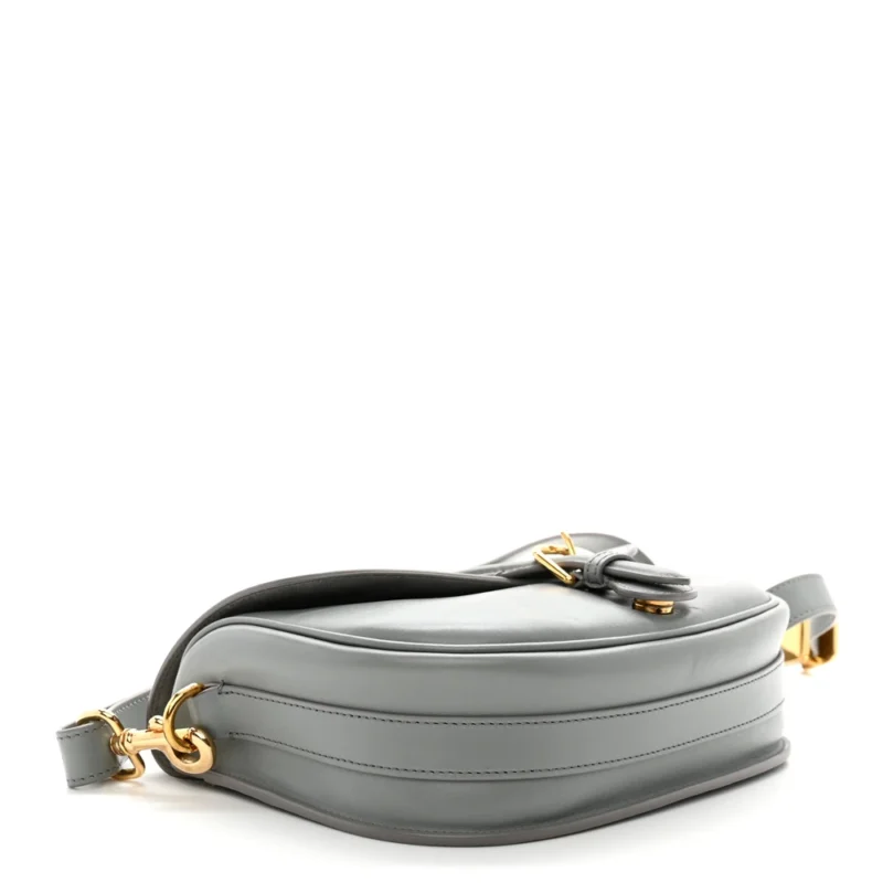 DIOR MEDIUM BOBBY FLAP BAG GREY BOX CALFSKIN LEATHER BRASS HARDWARE - Image 6