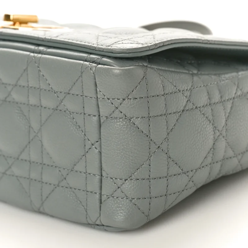 DIOR MEDIUM CARO BAG ETHEREAL GREY CANNAGE CALFSKIN LEATHER GOLD HARDWARE - Image 4