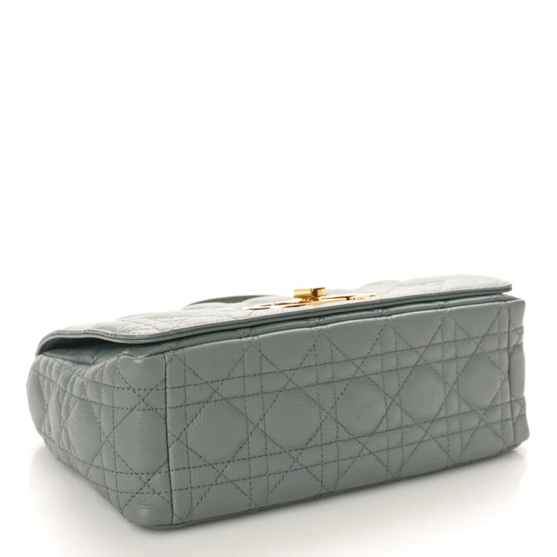 DIOR MEDIUM CARO BAG ETHEREAL GREY CANNAGE CALFSKIN LEATHER GOLD HARDWARE - Image 5
